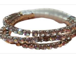 Irridescent Rhinestone Stretch Bracelets Set Of 3 NEW